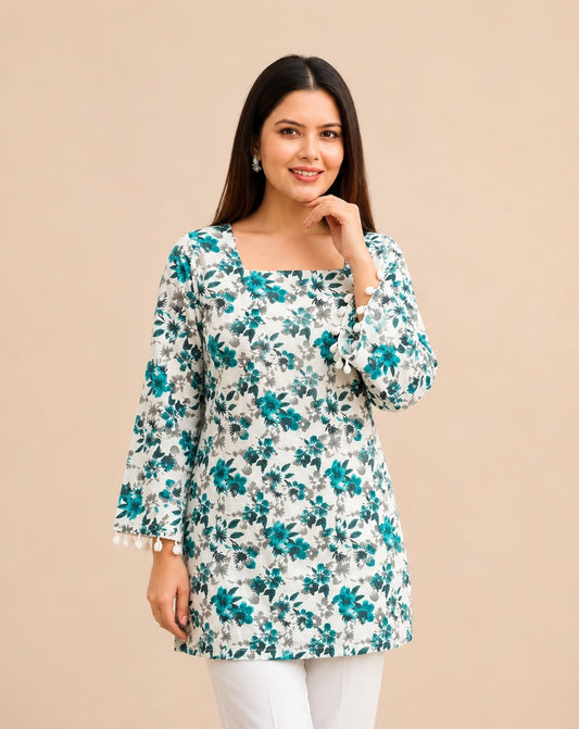 Floral Print Cotton Kurti