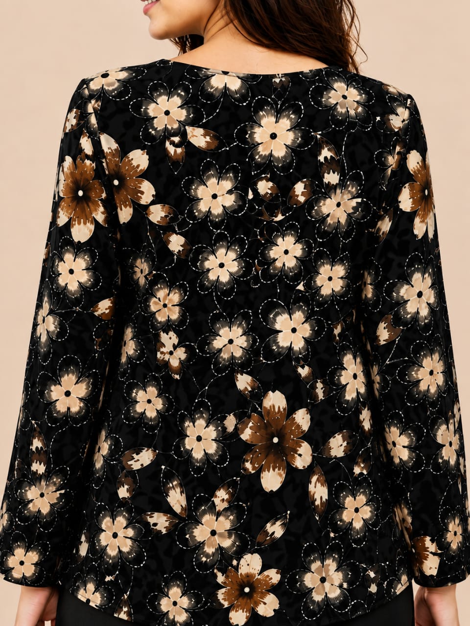 Black Floral Printed Anarkali Kurti