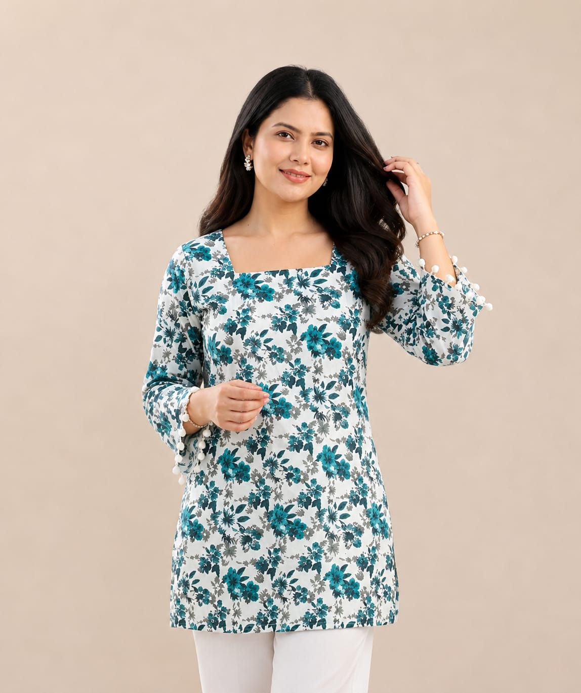 Floral Print Cotton Kurti