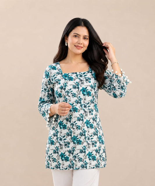 Floral Print Cotton Kurti