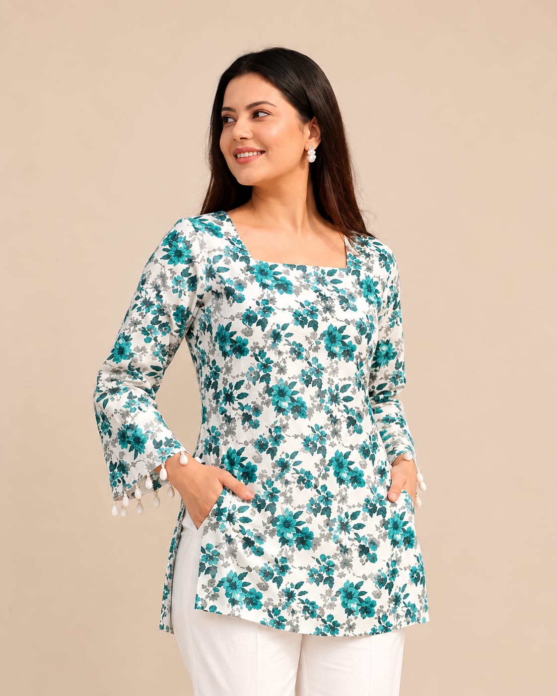 Floral Print Cotton Kurti