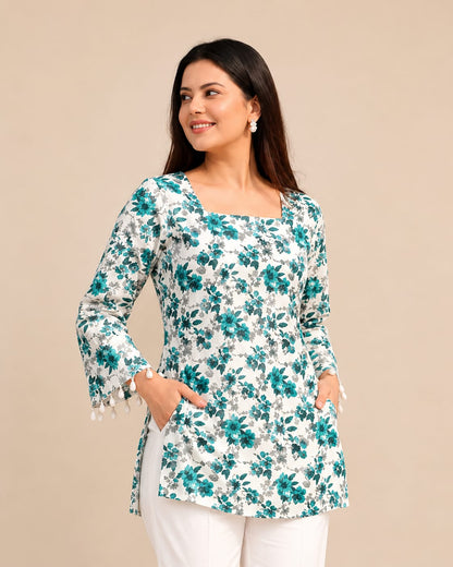 Floral Print Cotton Kurti