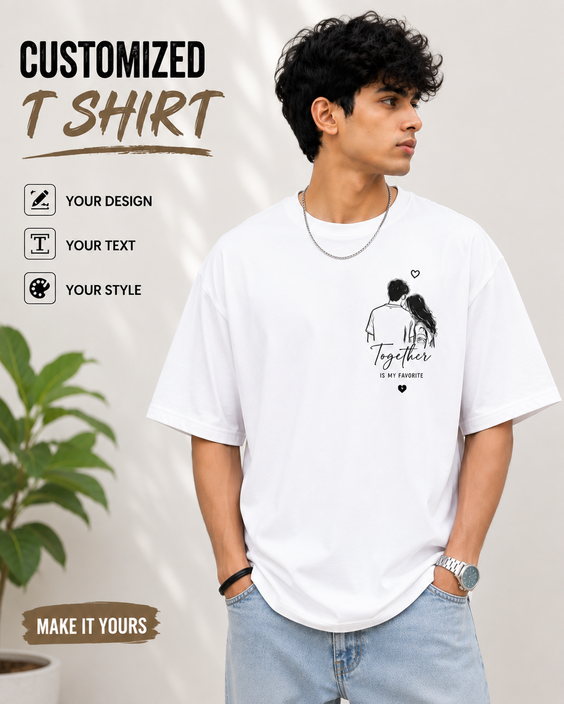 Premium Customized Oversized White T-Shirt